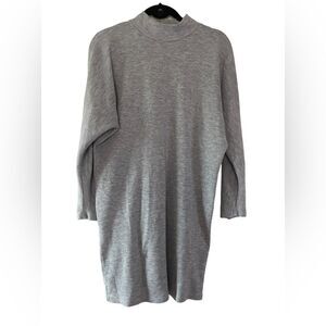 VTG Victoria's Secret Gray Mock Neck Dress Size Medium Sleep Pearl Snaps